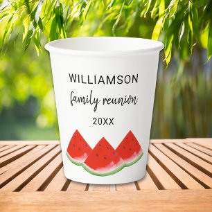 Personalized Family Reunion Red Watermelon Paper Cups