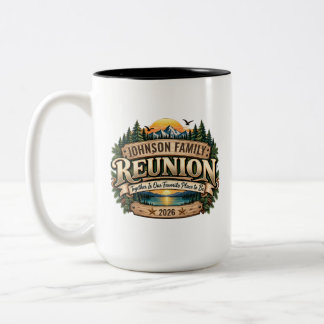 Personalized Family Reunion Rustic Mountain Lake  Two-Tone Coffee Mug