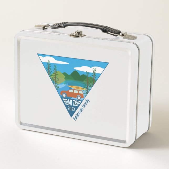 Personalized family Road trip into the mountain Metal Lunch Box (Front)