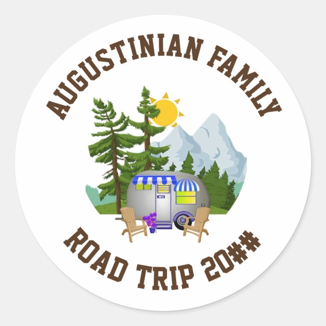 Personalized Family Road Trip Van Life Classic Round Sticker (Front)