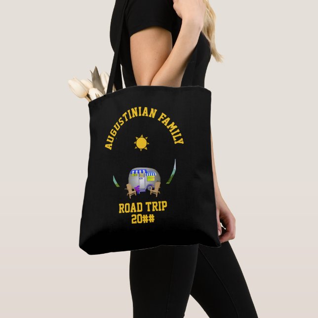 Personalized Family Road Trip Van Life Tote Bag (Close Up)
