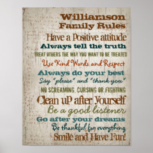 Personalized Family Rules House Sign Print