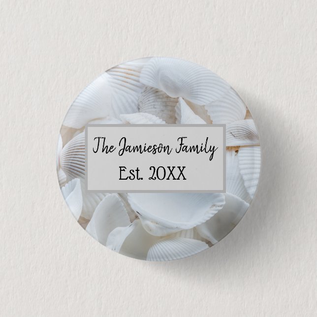 Personalized Family Sea Shell    1 Inch Round Button (Front)