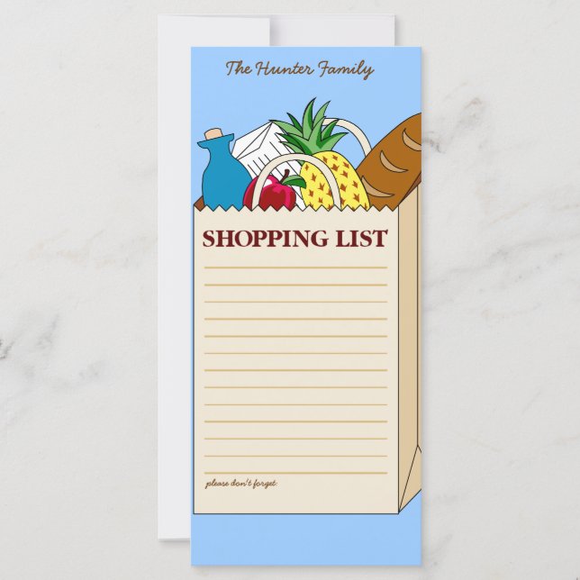 Personalized Family Shopping List (Front)