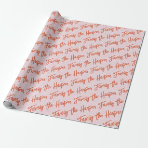 Personalized Family Signature Modern Script Pink Wrapping Paper