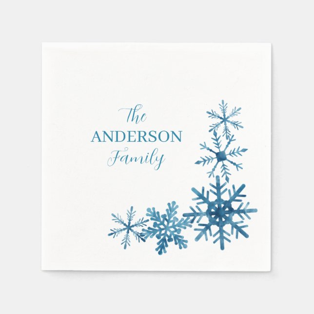 Personalized Family Signature Snowflake Napkin (Front)