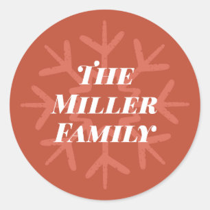 Personalized Family Signature Snowflake Red Classic Round Sticker