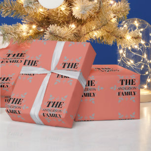 Personalized Family Signature Snowflake Red  Wrapping Paper