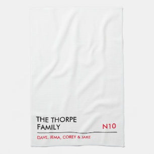 Personalized family tea towel