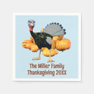 Personalized Family Thanksgiving Funny Turkey Napkin