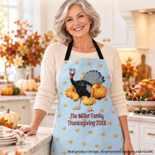 Personalized Family Thanksgiving Turkey Kitchen Apron