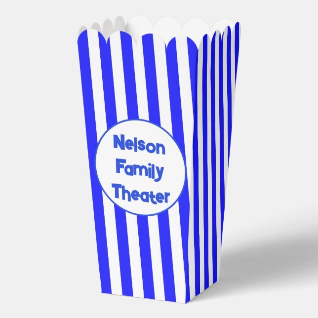 Personalized family theatre popcorn favor box (Front)