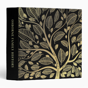 Personalized Family Tree Black Gold Genealogy Binder