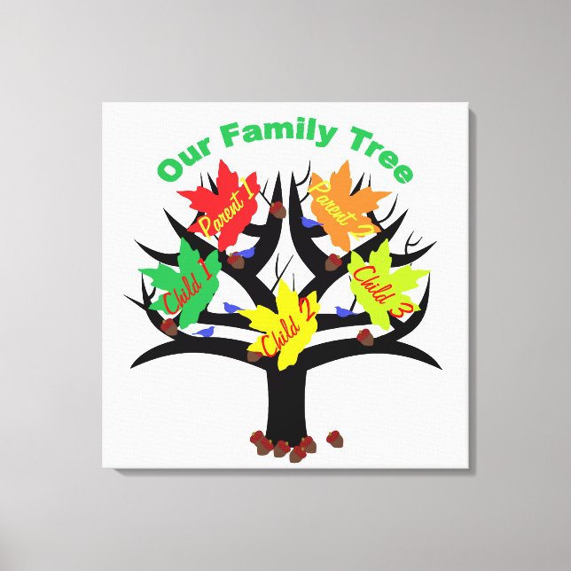 Personalized Family Tree (Family of 5) Canvas (Front)
