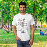 Personalized Family Tree Family Reunion T-Shirt<br><div class="desc">This stylish Family Reunion man's T-shirt features a colourful mosaic family tree.
Easily customizable with your family name and the year of your reunion.
Because we create our own artwork you won't find this exact image from other designers.
Original Mosaic © Michele Davies.</div>