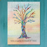 Personalized Family Tree  Jigsaw Puzzle<br><div class="desc">This modern jigsaw puzzle is decorated with a colourful Family Tree design on a watercolor background.
Easily customizable it with your family name.
Because we create our artwork you won't find this exact image from other designers.
Original Mosaic and Watercolor © Michele Davies.</div>