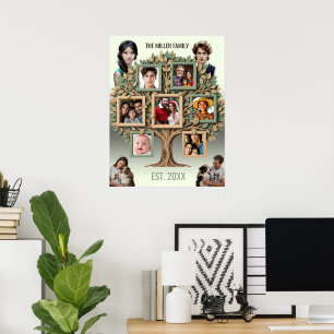 Personalized Family Tree Photo Wall Scroll Poster