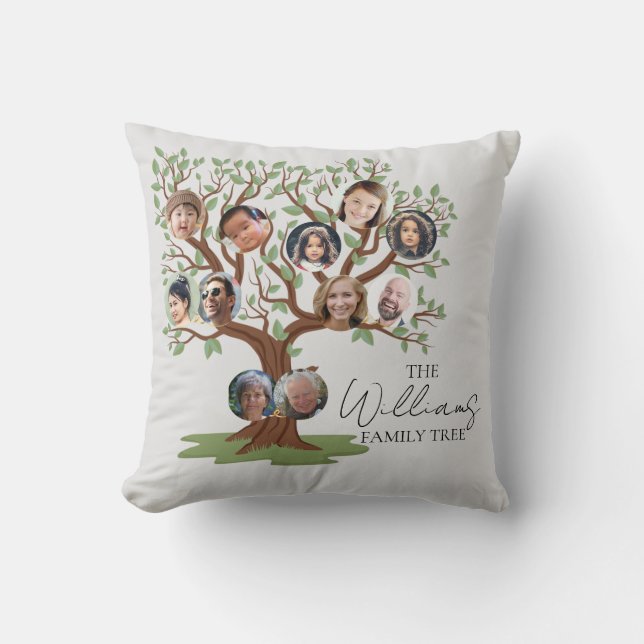 Personalized Family Tree Throw Pillow. Pillow (Front)