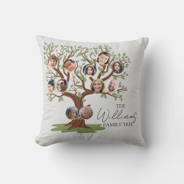 Personalized Family Tree Throw Pillow. Throw Pillow (Front)