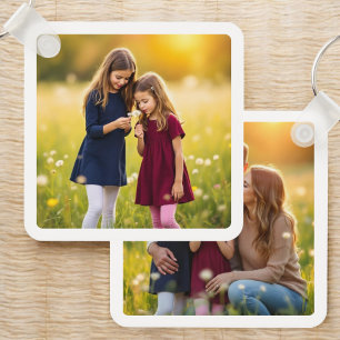 Personalized Family Two Photo Double Sided  Keychain