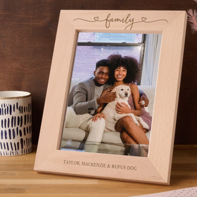 Personalized Family Typography With Love Hearts  Etched Frames (Personalized Family Typography With Love Hearts Etched Frames by Ricaso. Gift idea for any family)