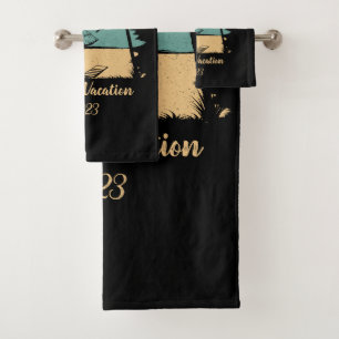 Personalized family vacation bath towel set