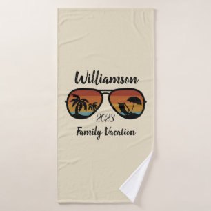Personalized family vacation bath towel set