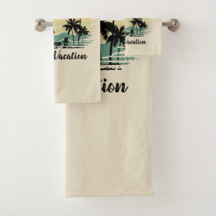 Personalized family vacation bath towel set