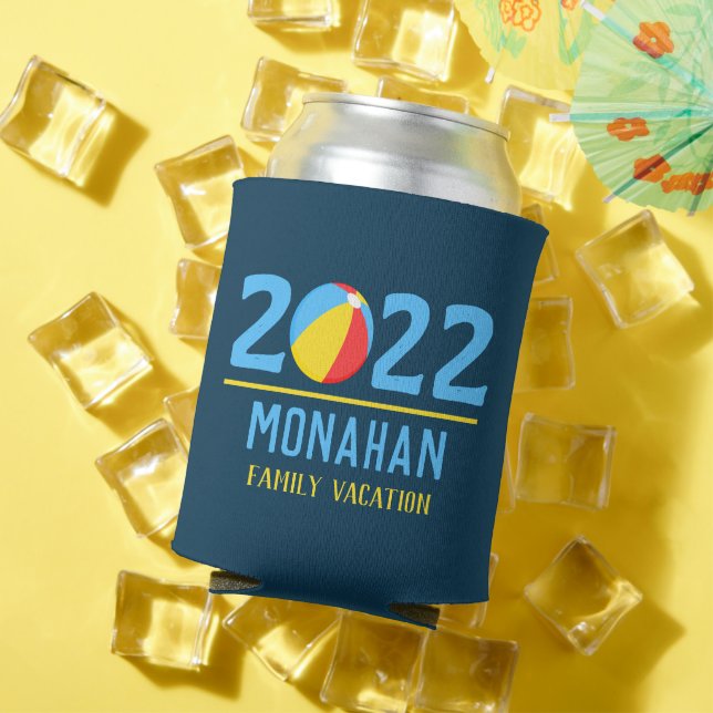 Personalized Family Vacation Beach Ball Can Cooler (In Situ Summer)