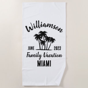 Personalized family vacation beach towel