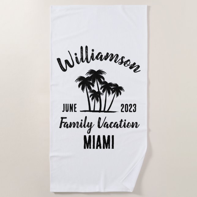 Personalized family vacation beach towel (Front)