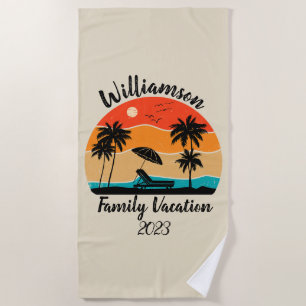 Personalized family vacation beach towel