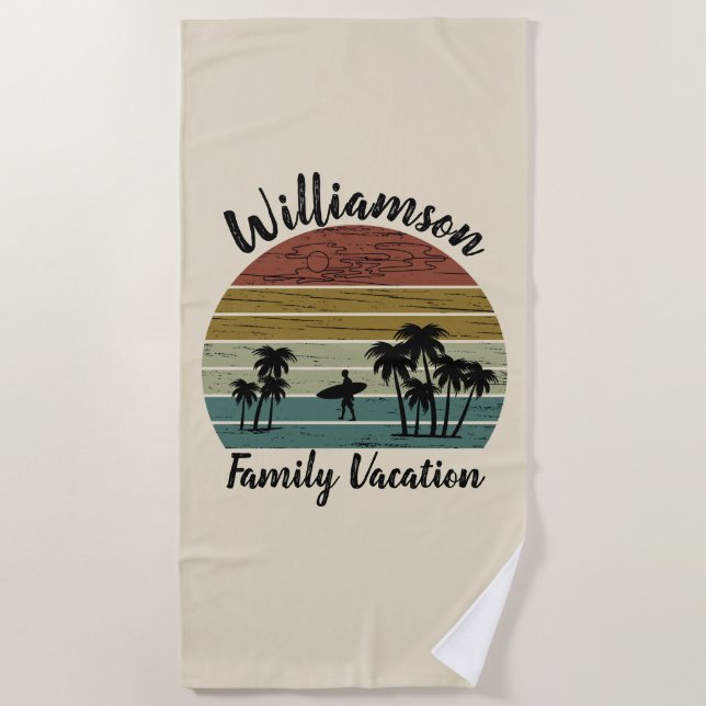 Personalized family vacation beach towel (Front)