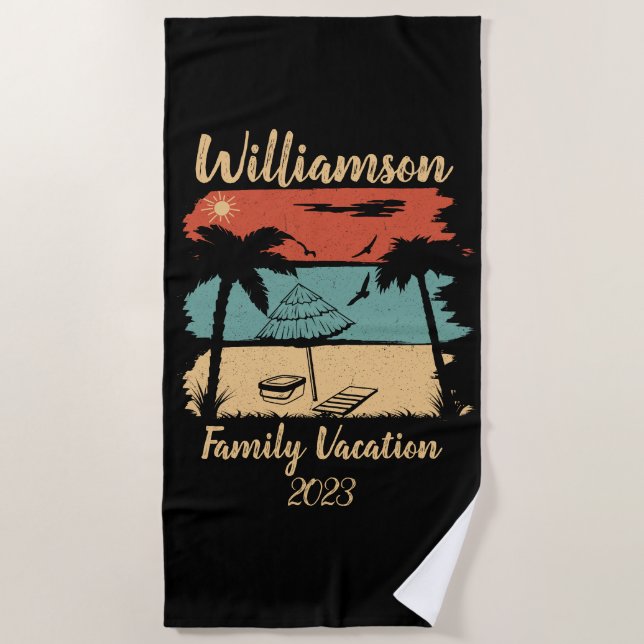 Personalized family vacation beach towel (Front)