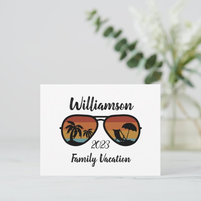 Personalized family vacation holiday postcard (Standing Front)