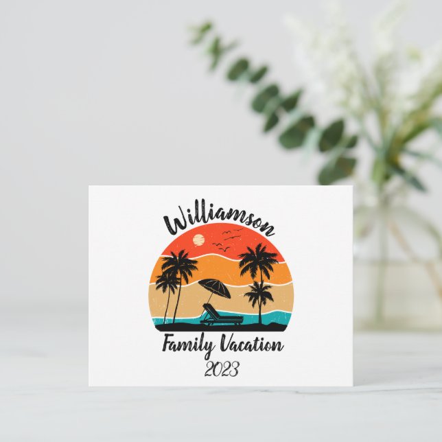 Personalized family vacation holiday postcard (Standing Front)