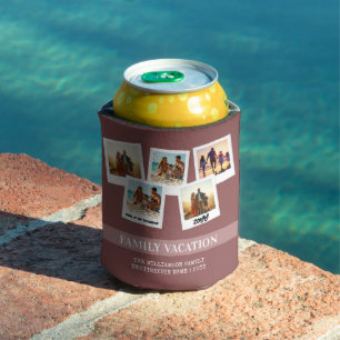 Personalized Family Vacation Modern Snapshot Style Can Cooler