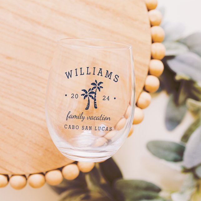 Personalized Family Vacation Stemless Wine Glass (Creator Uploaded)