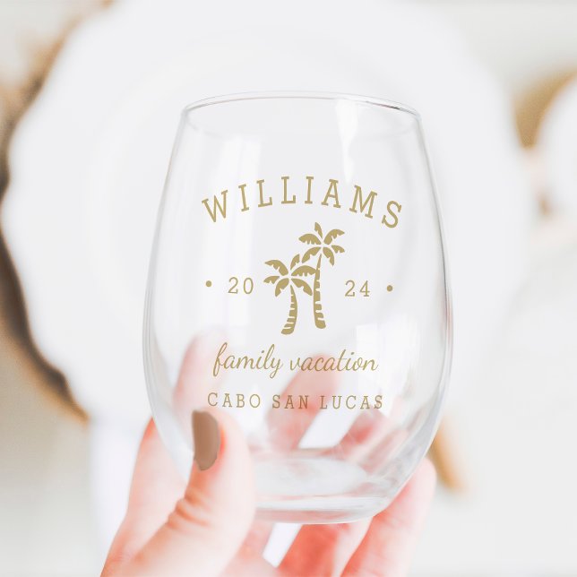 Personalized Family Vacation Stemless Wine Glass (Creator Uploaded)