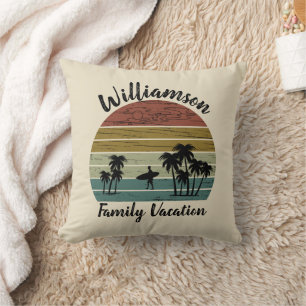 Personalized family vacation throw pillow