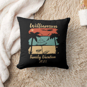 Personalized family vacation throw pillow