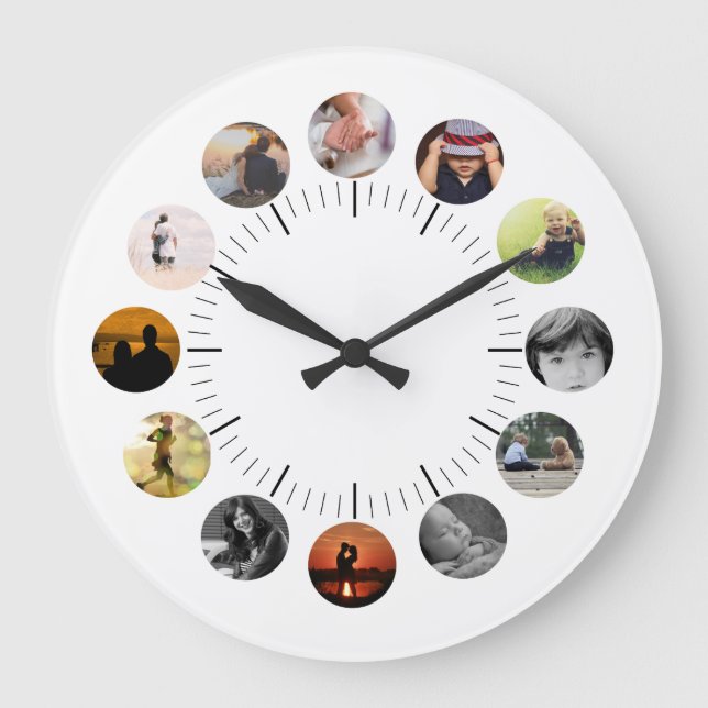 Personalized Family Wall Clock With 12 Photos (Front)