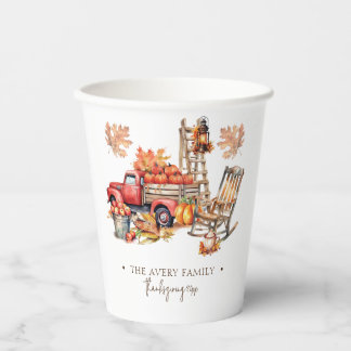 Personalized Family watercolor Thanksgiving Paper Cups