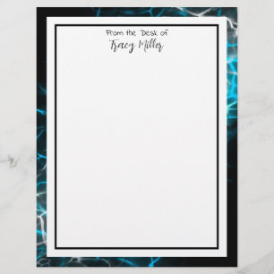 Personalized Fancy Black and Blue Marble Letterhead