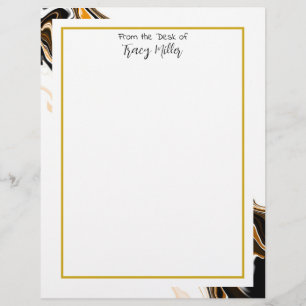Personalized Fancy Black and Gold Marble Letterhead