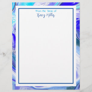 Personalized Fancy Blue Marble Letterhead