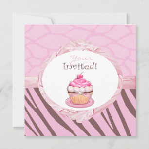 Personalized Fancy Cupcake Safari Invitations