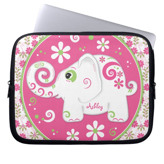 Personalized Fancy Elephant Laptop Sleeve (Front)