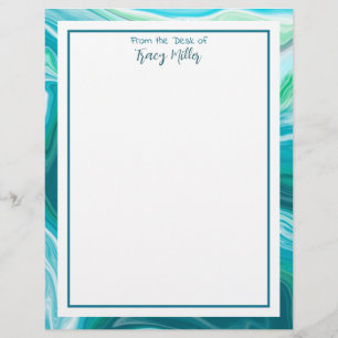 Personalized Fancy Teal and Blue Marble Letterhead