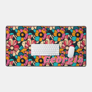 Personalized Fantastic Retro Floral Pattern Desk Mat